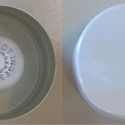 Desiccant cap alu ø 31 white, with TE + container PE with white brown silica gel 1 gr